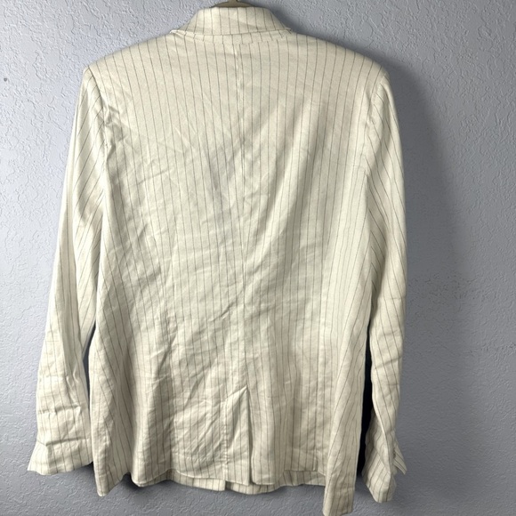 Evereve Clarkson White Striped Linen Blend Jacket - Picture 6 of 6